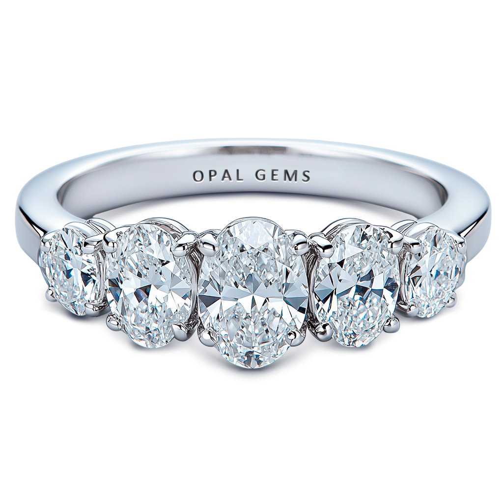 2.00 Carat Five-Stone Oval Diamond Ring in 14K White Gold.