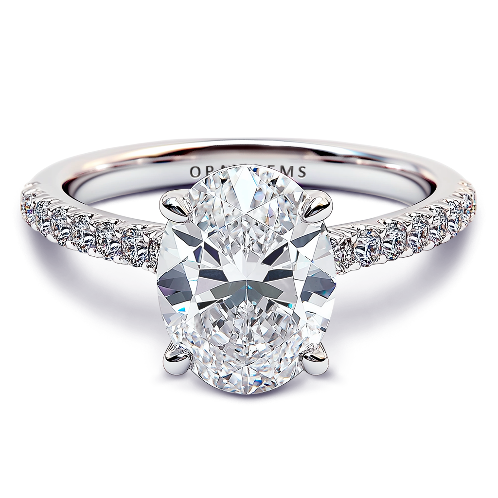 1.89ctw GIA Certified Graceful Oval Cut Lab-Grown Diamond ring, set in 18k White Gold.