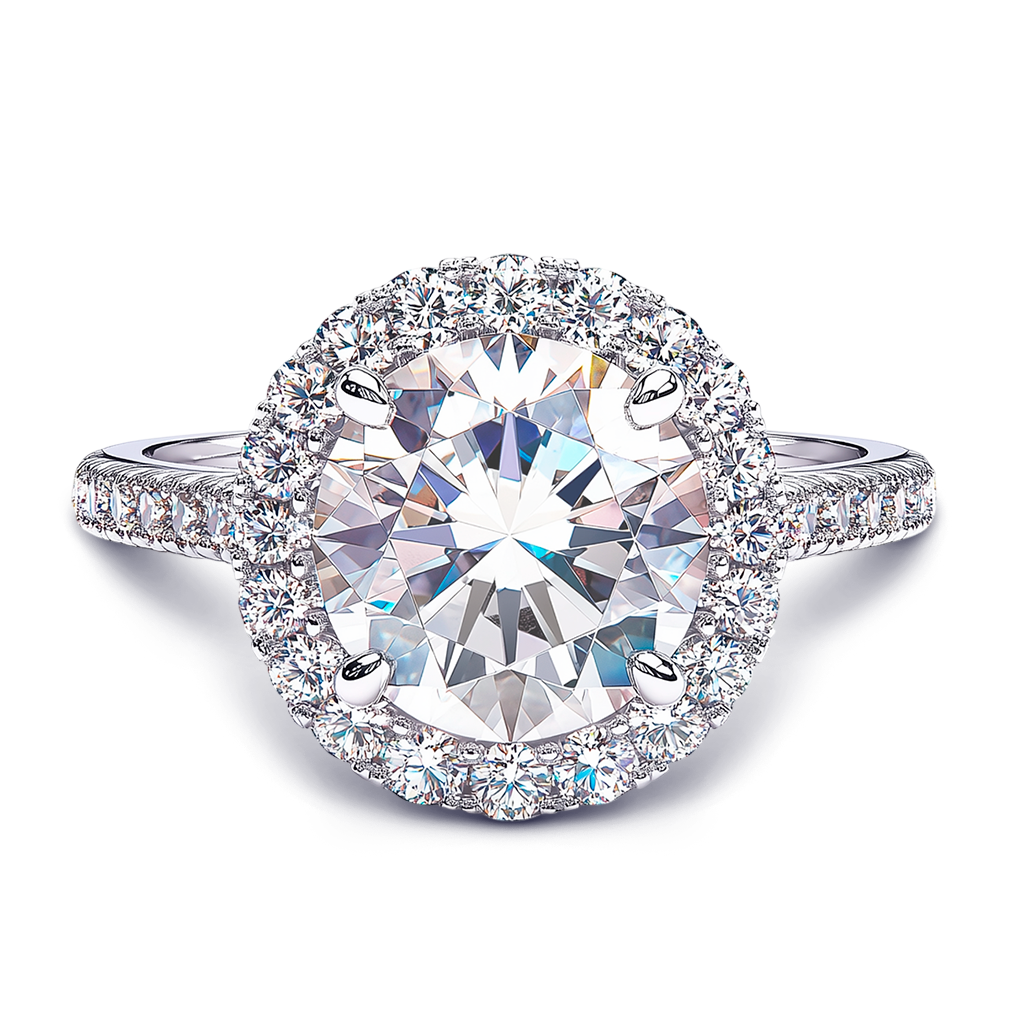 6.71ctw GIA Certified Striking Round Brilliant Lab-Grown Diamond engagement ring, all crafted in radiant 14k White Gold.