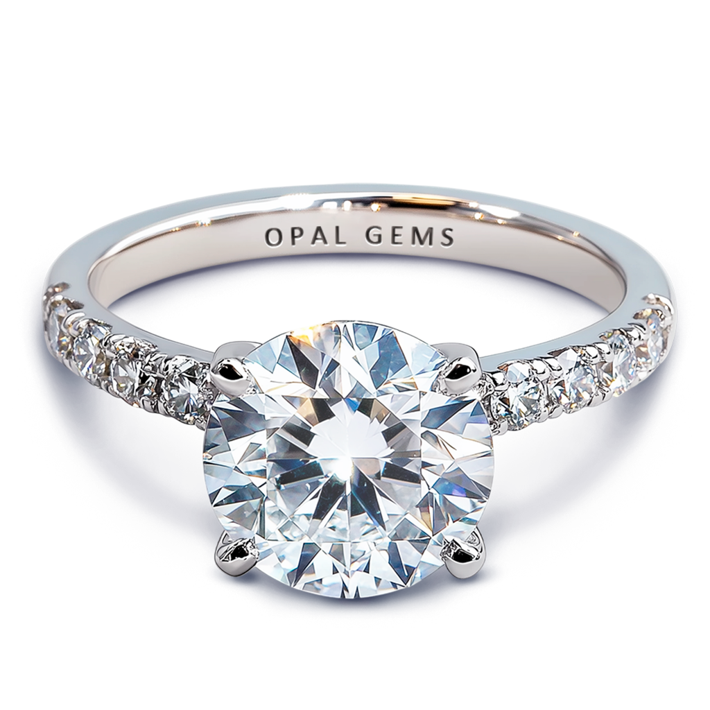 3.03ctw Stunning Round Brilliant Lab-Grown Diamond engagement ring, all beautifully crafted in 14k White Gold.