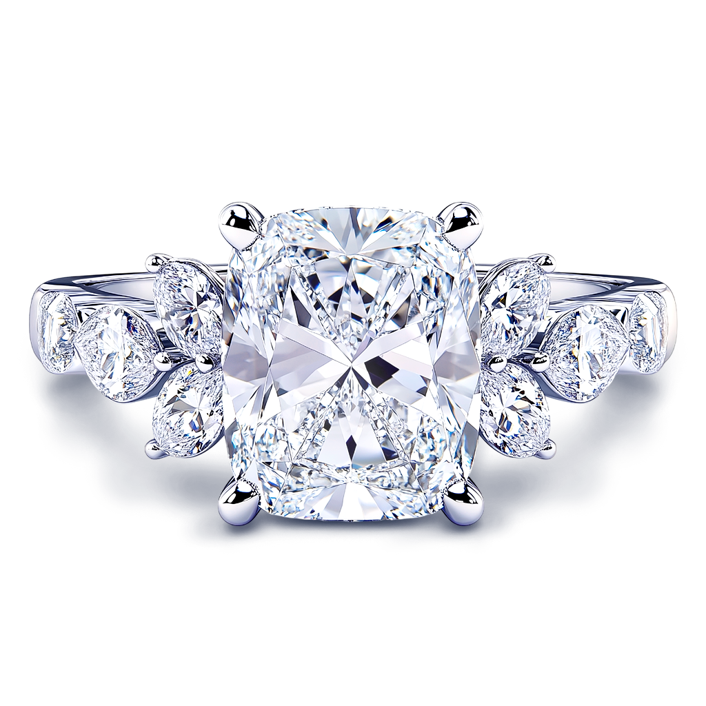 4.20ctw GIA Certified Stunning engagement ring featuring a Lab-Grown Radiant Cut Diamond, all set in lustrous 14k White Gold.