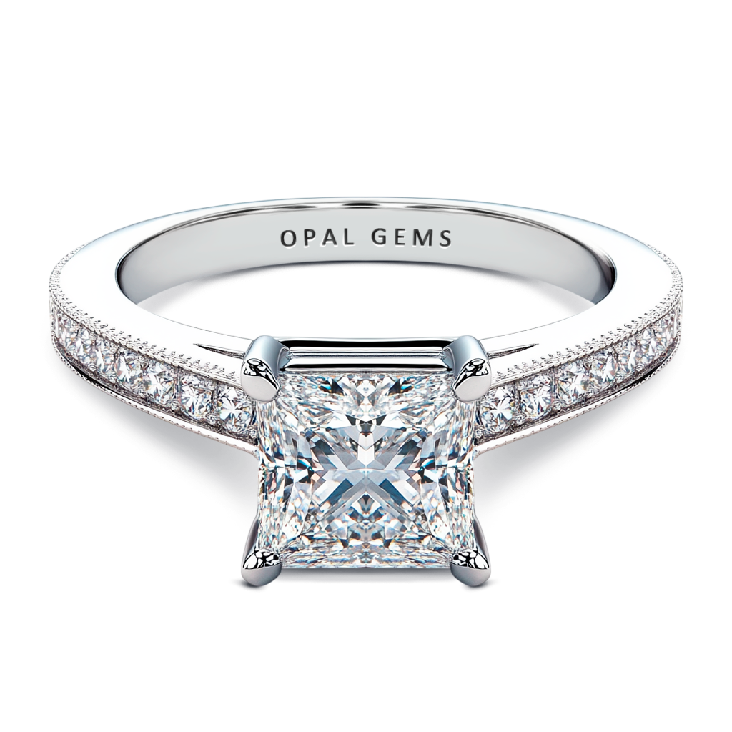 1.00 Carat Square Cut Elevated Vintage-Inspired Channel Band.