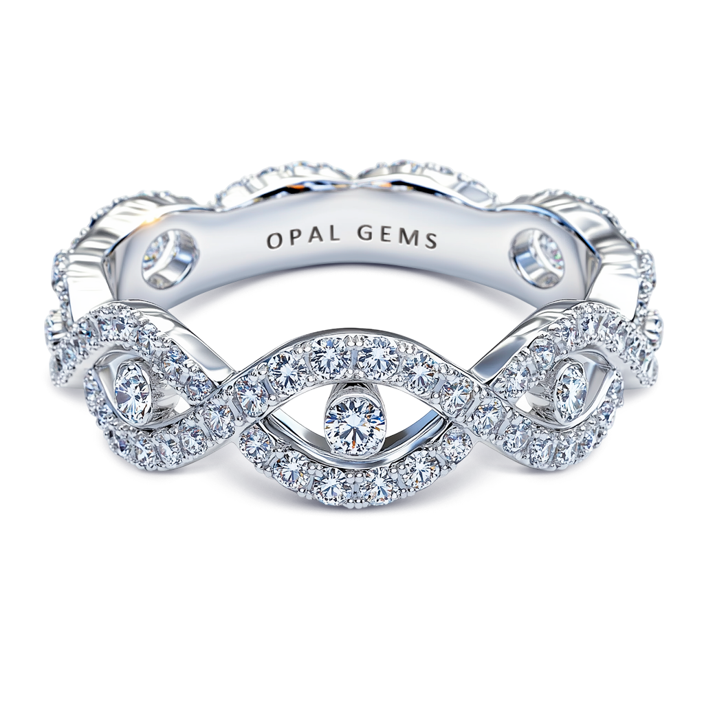 0.65 Carat Infinity Twist Micropavé Diamond Band in 14K Gold.