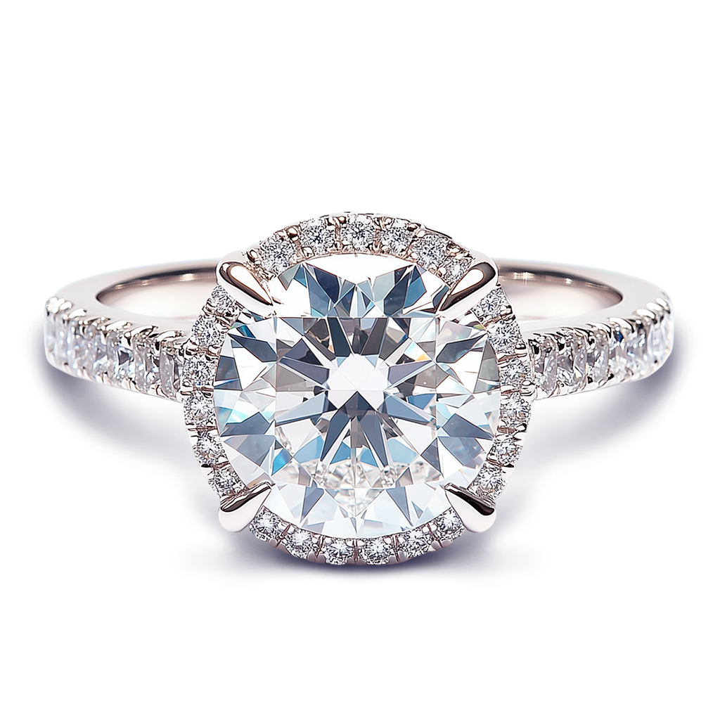 4.08ctw GIA Certified Elegantly crafted with a Round Brilliant Lab-Grown Diamond, set in 14k White Gold.