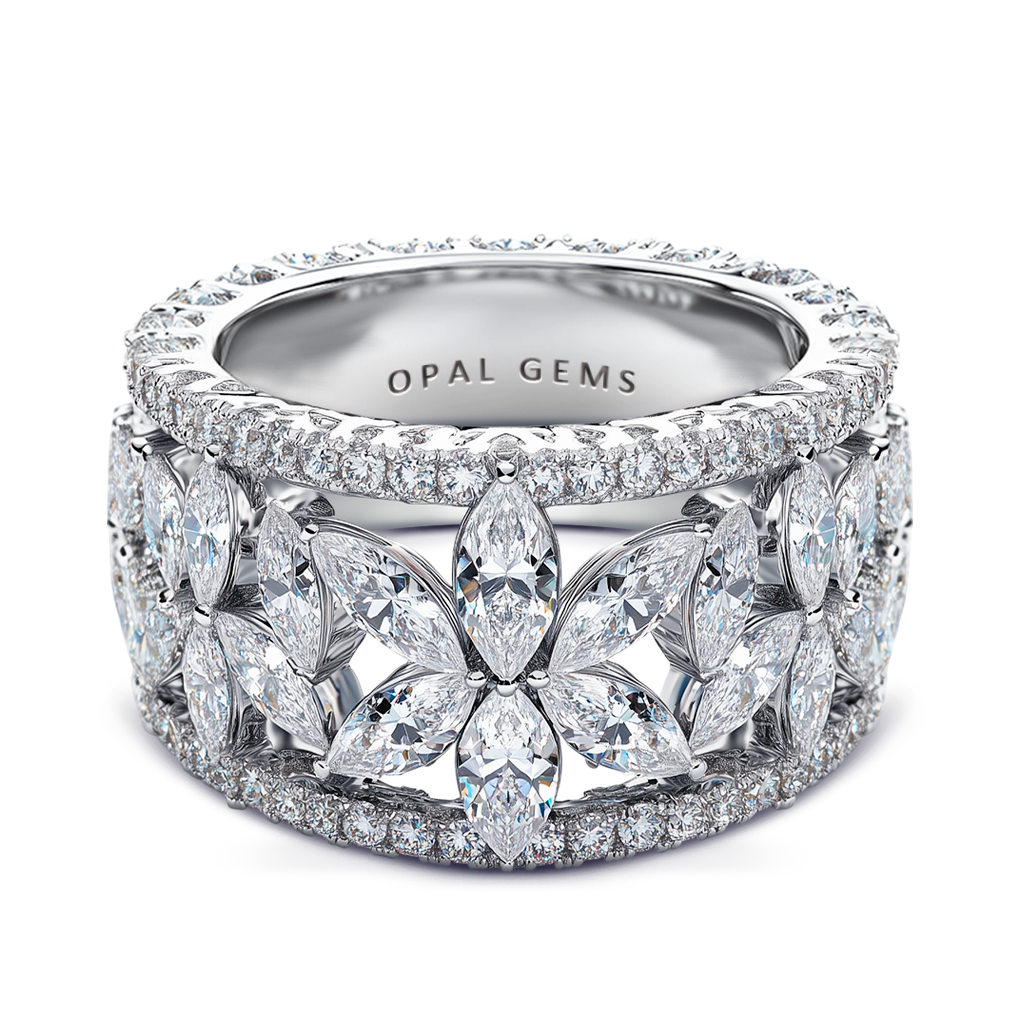 3.60 Carat Natural Diamond Band in 14K White Gold.