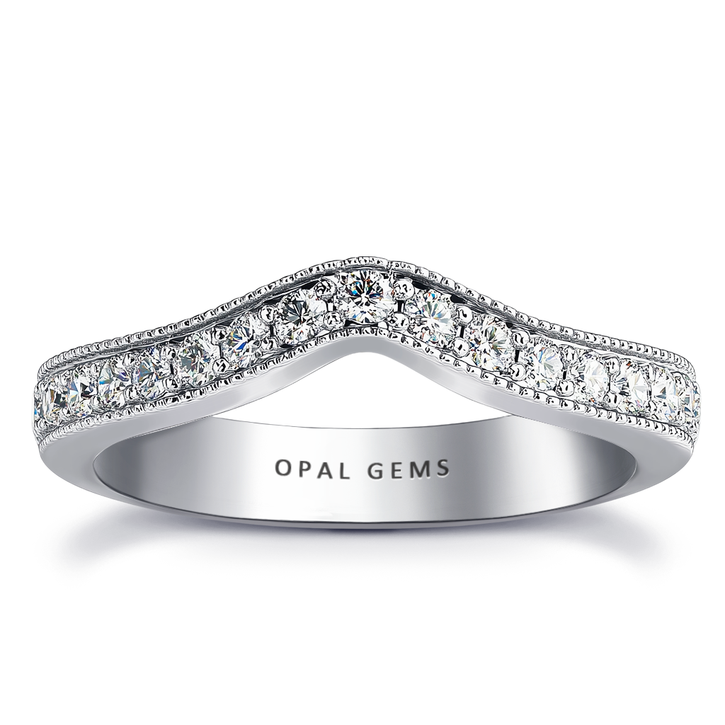 0.42 Carat Custom Curve Diamond Band in 14K White Gold.