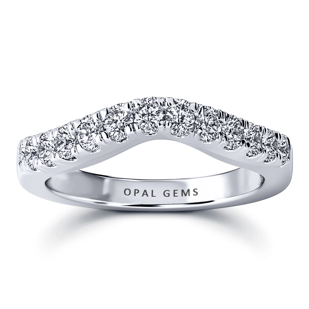 2.20 Carat F-VS Diamond Curved Wedding Band in 14K White Gold.