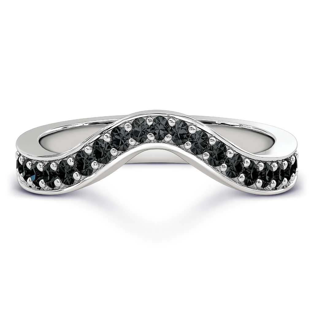 0.29 Carat Black Diamond Curved Wedding Band in 14K White Gold.