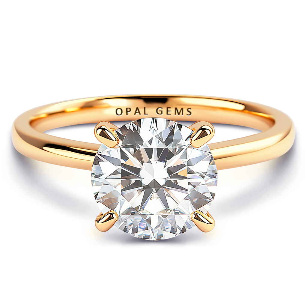 3.14ctw GIA Certified F-VS1 Classic Round Brilliant Lab-Grown Diamond solitaire, all in radiant 14k Yellow Gold.