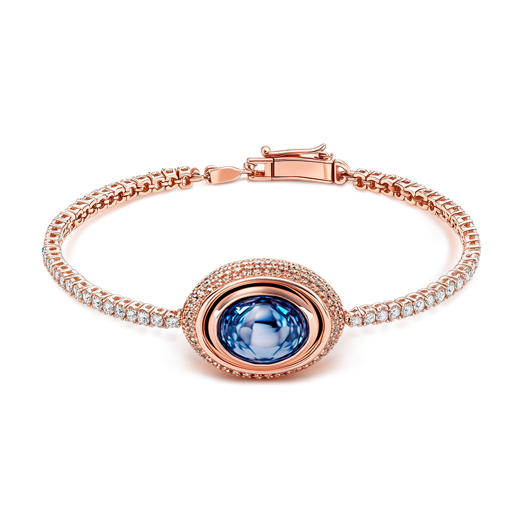 1.96 Carat Diamond and Topaz Guardian Eye Bracelet in 14K Rose Gold.