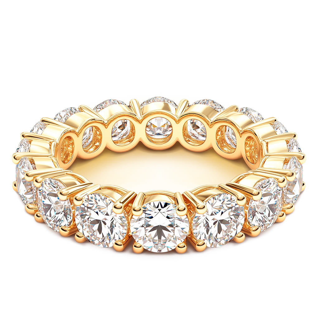 5.20 Carat Round Diamond Eternity Band in 14K Yellow Gold.