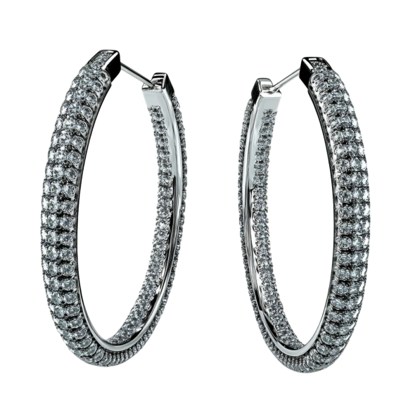 Three Line Diamonds Hoop Earring