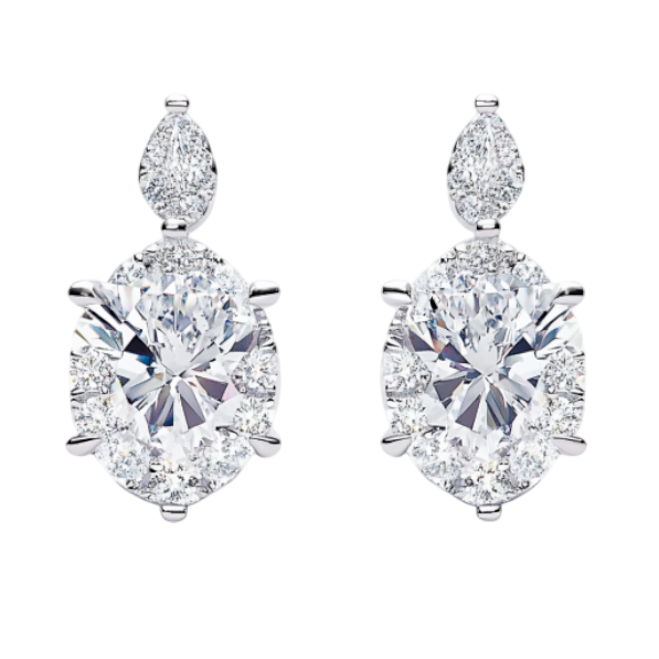 Elegant Oval & Pear Diamond Earrings