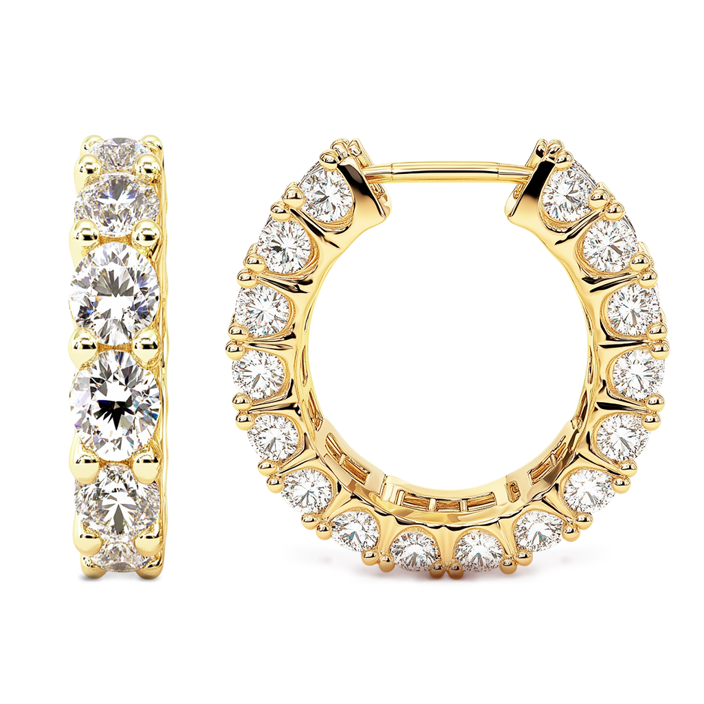 5.40 CTW F-SI Diamond Huggie Hoop Earrings in 14K Yellow Gold.