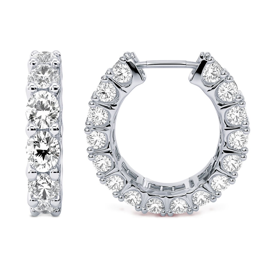 2.00 CTW F-SI Diamond Huggie Arc Earrings in 14K White Gold.