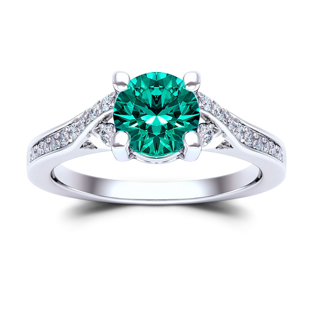 2.04 Carat Certified Ocean Blue Round Diamond Ring in 14K White Gold.