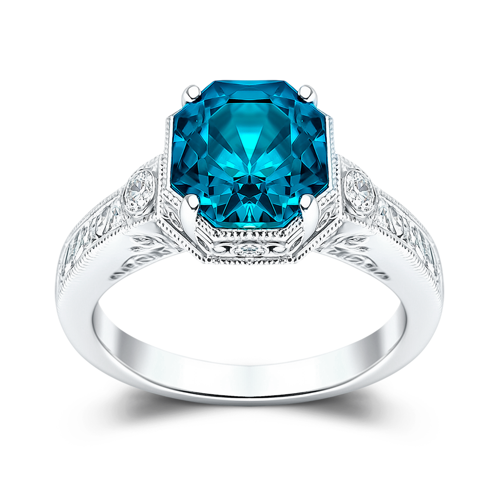 2.18 Carat Rare Vivid Blue Diamond Engagement Ring in Platinum.