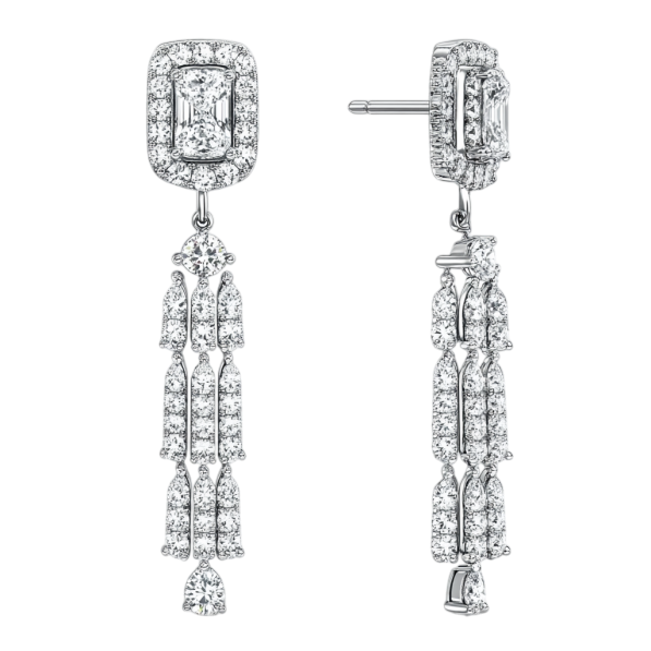 Hanging emerald and round Earring