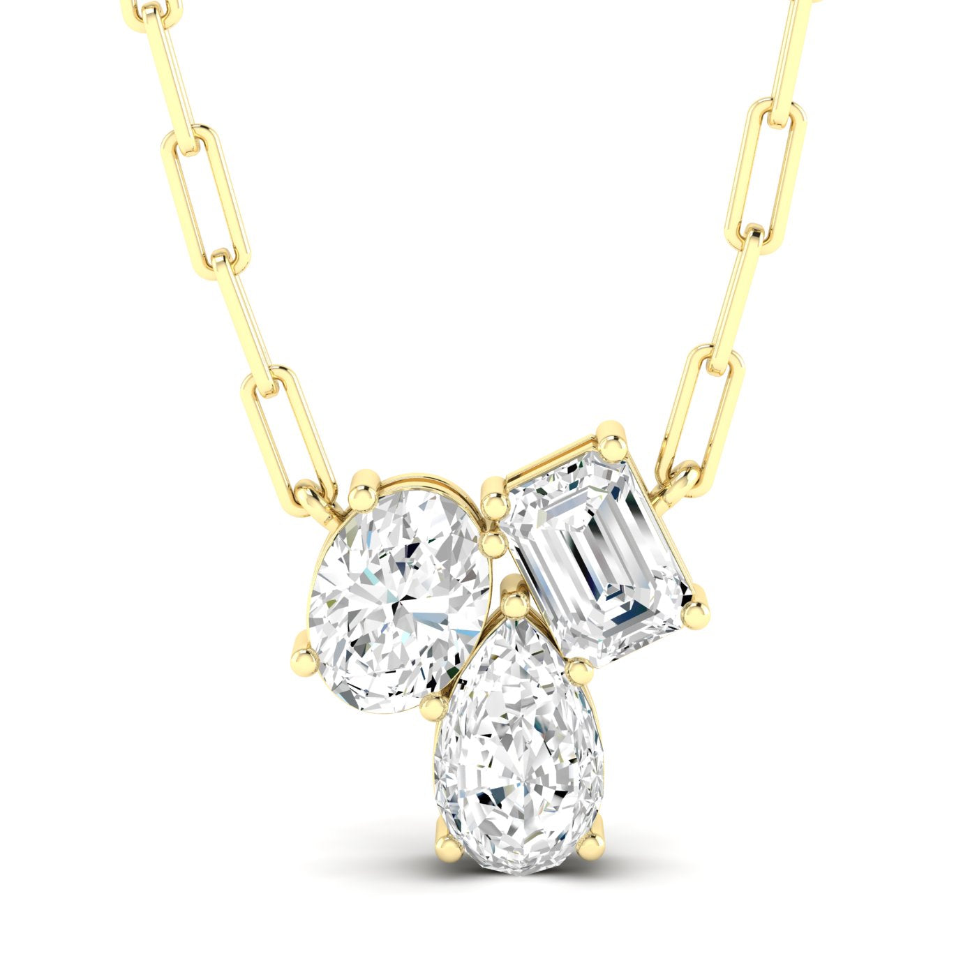 Dazzling Multi Shape Cluster Necklace