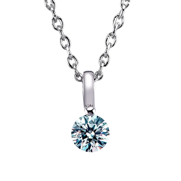 Stunning Blue Diamond Pendant Necklace 14k White Gold.