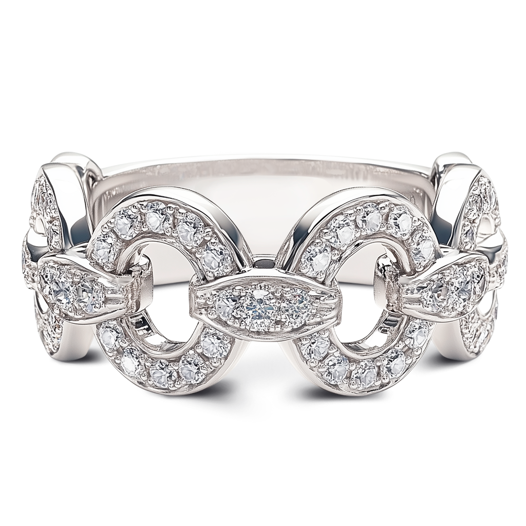 0.51 Carat F-VS Diamond Link Band in 14K White Gold.