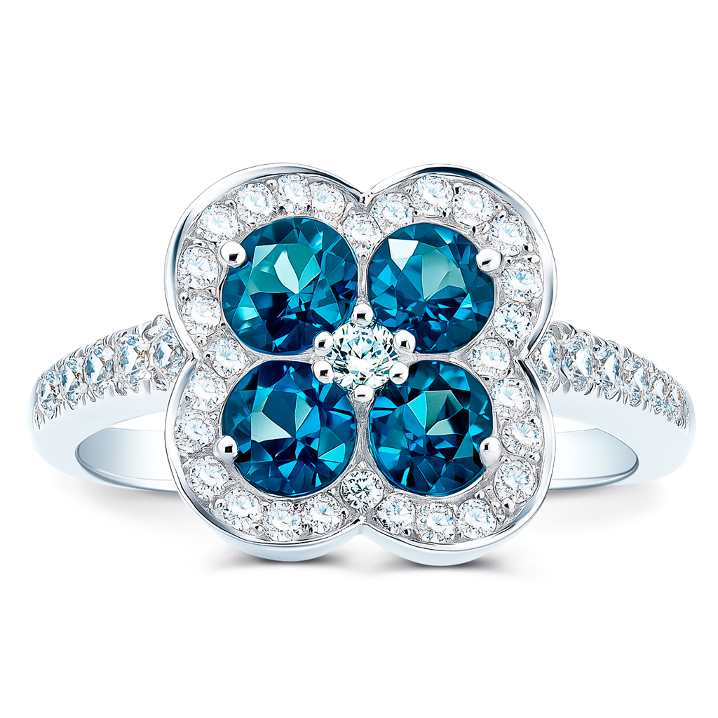 1.14 Carat Blue and White Diamond Ring in 14K White Gold.