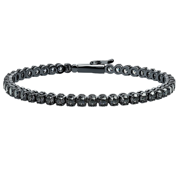 Round Brilliant Black Diamond Tennis Bracelet
