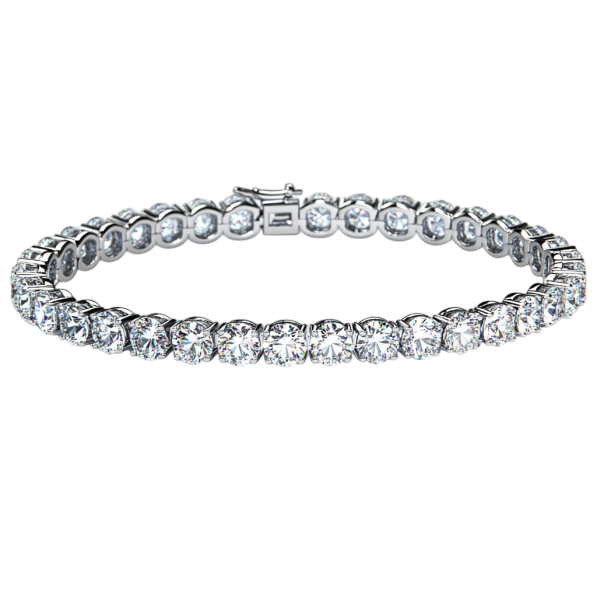 Fine Diamond Tennis Bracelet Featuring Buttercup Settings