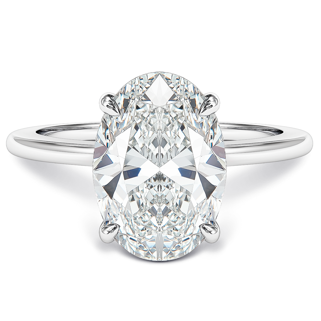 3.00 Carat Oval Cut Hidden Accent Halo with Sleek Band.