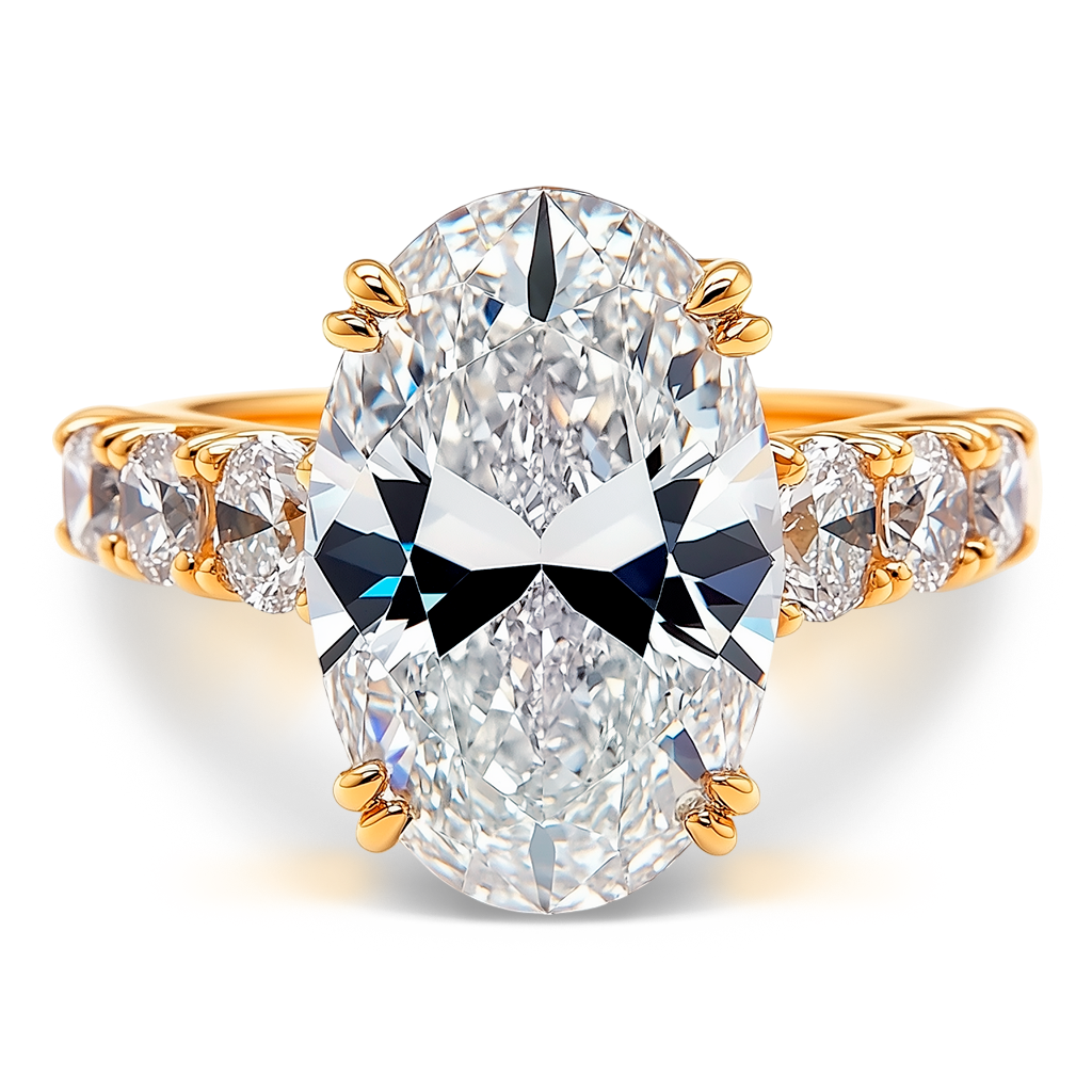 9.44ctw GIA Certified Yellow Gold Lab Grown Diamond Engagement Ring with Oval Cut