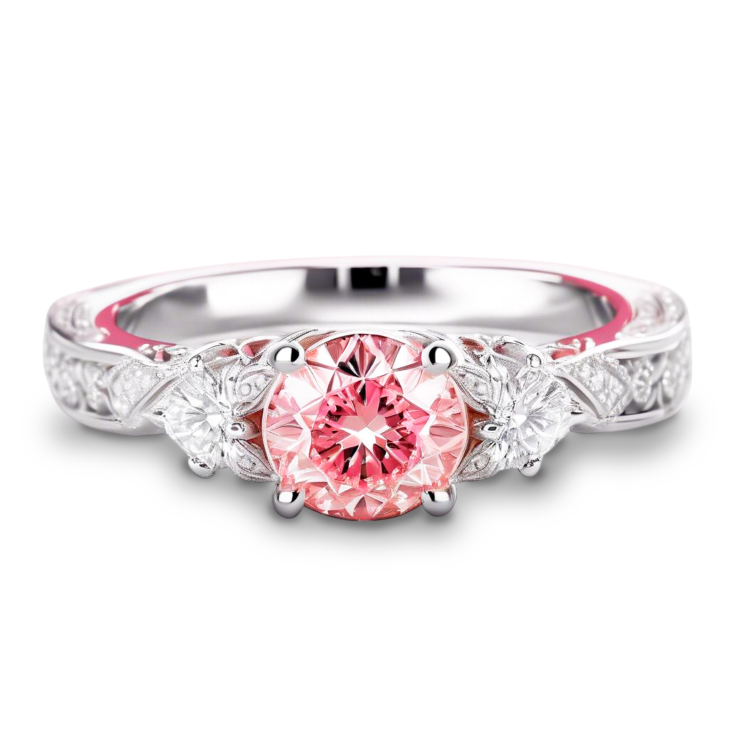 5 Carat Deep Pink Lab-Created Diamond Ring