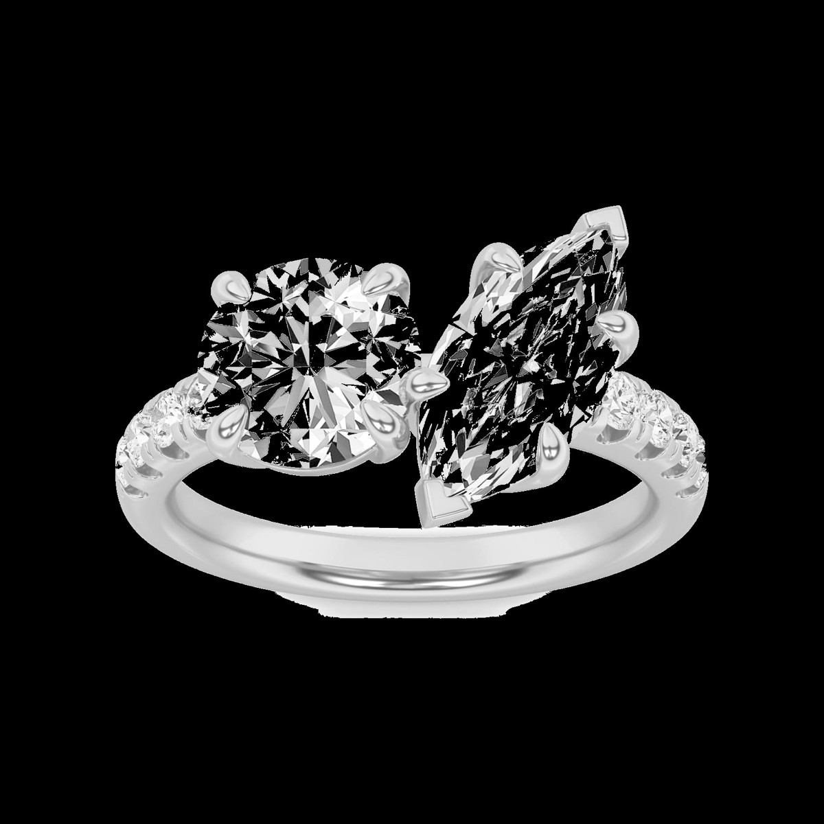 Round Marquise Three Stone Ring
