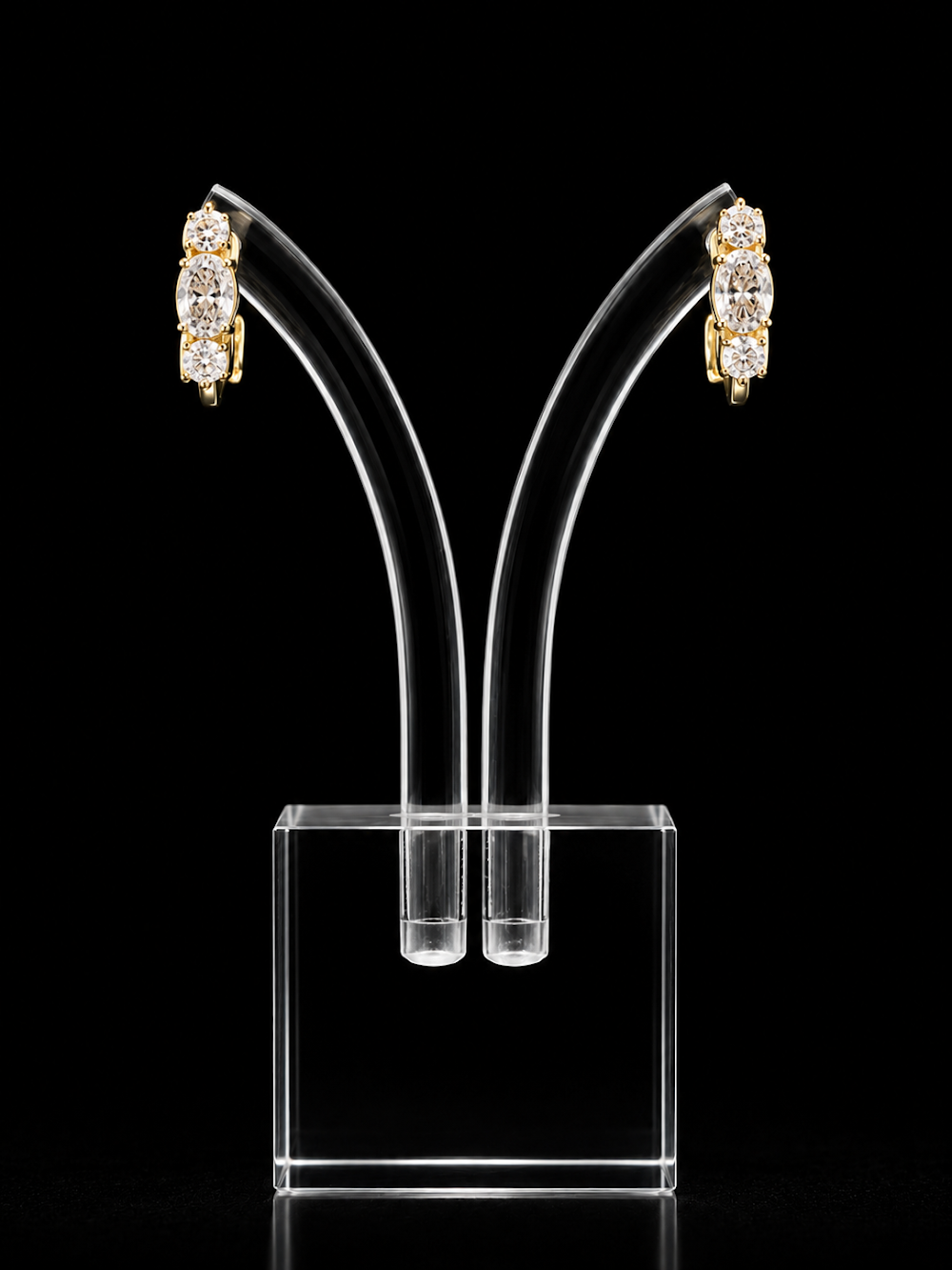 3 Stone Hoop Earrings