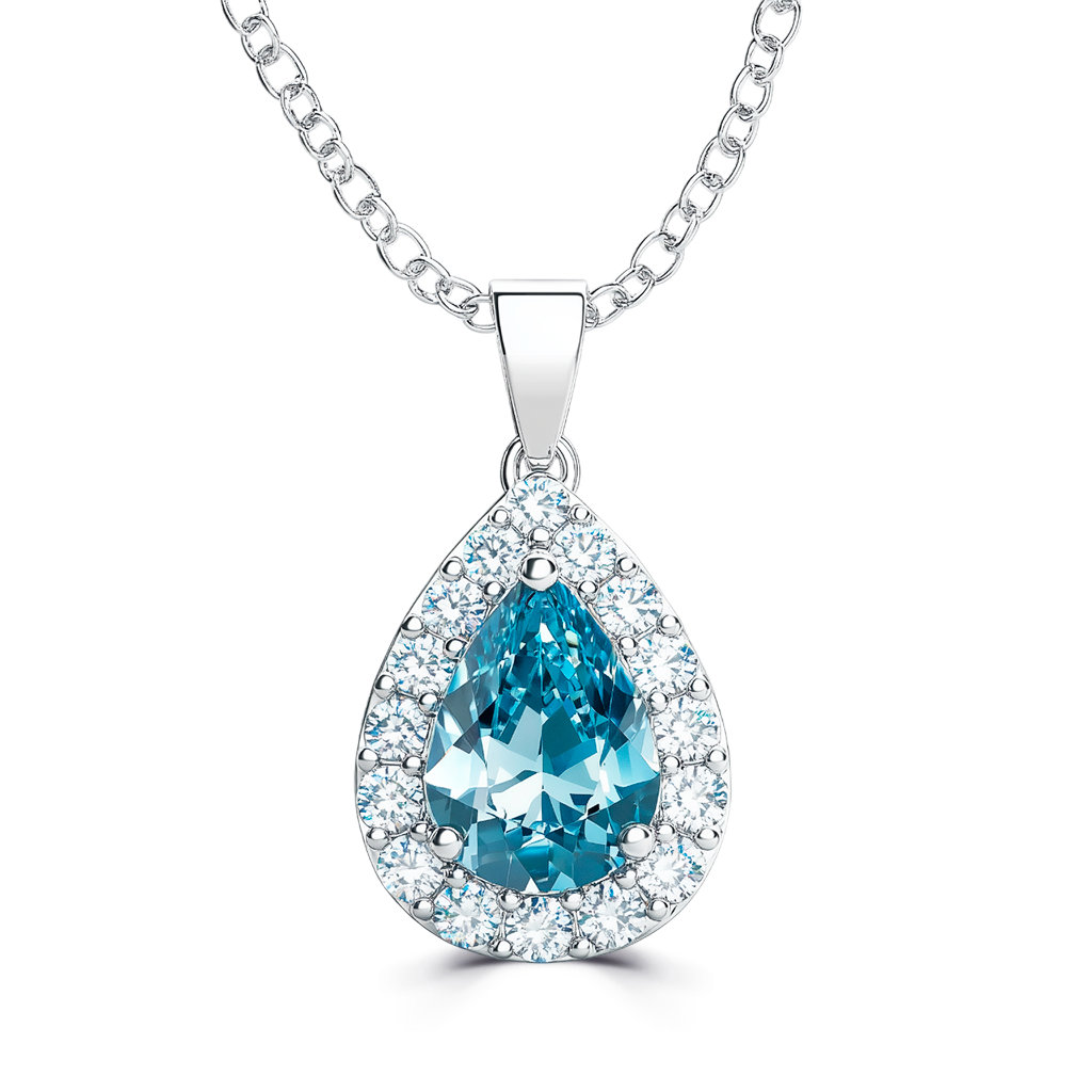 1.17 Carat Pear-Shaped Vivid Blue Diamond Pendant Necklace in 14K White Gold.