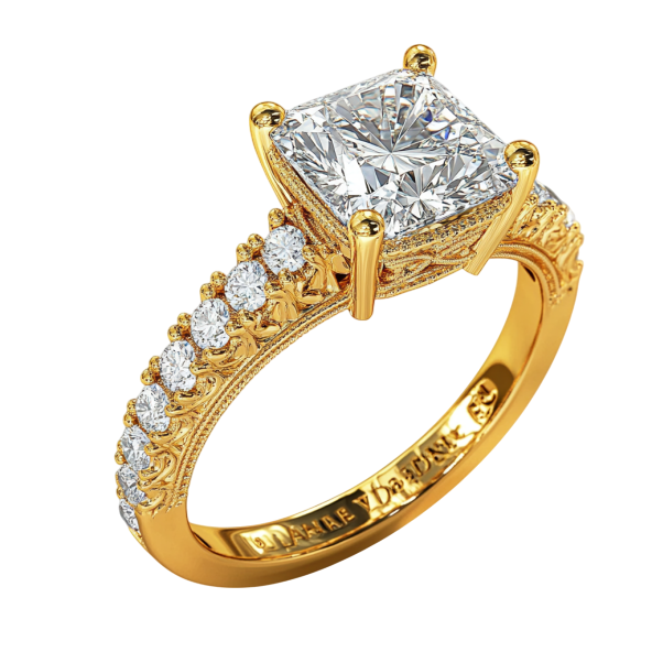 Yellow Gold Cushion Diamond Ring