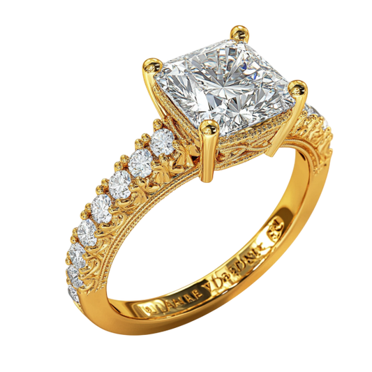 Yellow Gold Cushion Diamond Ring