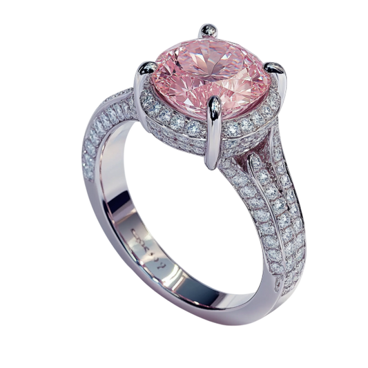 Pink Gemstone-Halo Diamond Ring