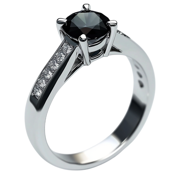 Black Diamond Round Solitaire Black Side