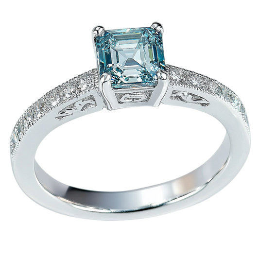 Blue Solitaire Cushion Diamond