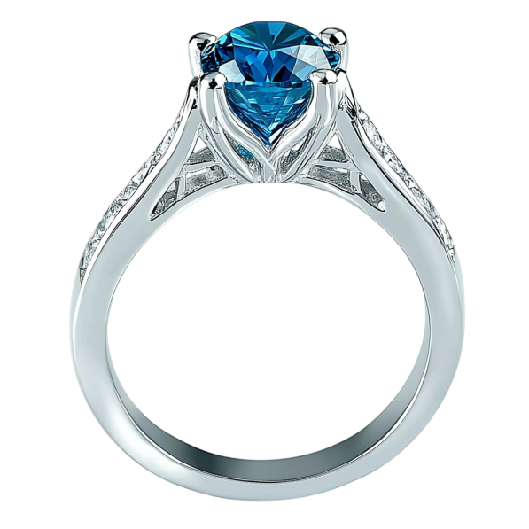 Blue Round Solitaire Diamond