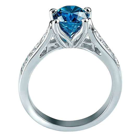 Blue Round Solitaire Diamond