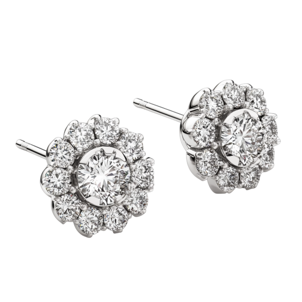 Round Flower Cluster Diamond Earring