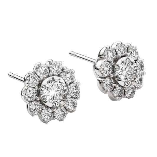 Round Flower Cluster Diamond Earring