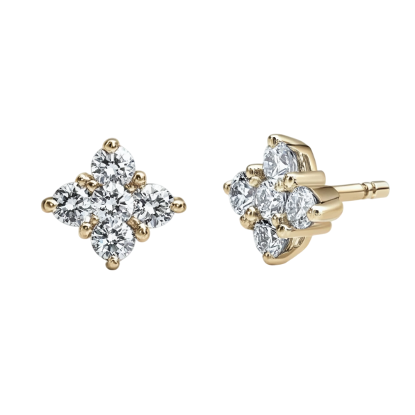 Round Cluster Five Diamonds Earring