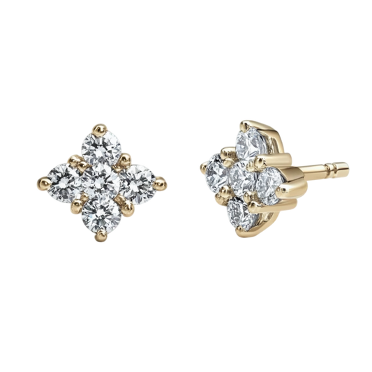 Round Cluster Five Diamonds Earring