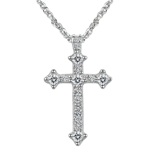 Designed Diamond Cross Pendant