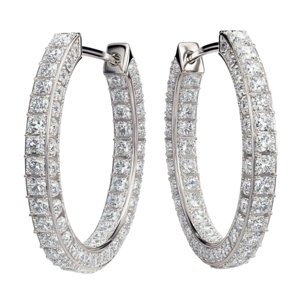 Cushion Large Hoop Diamond Earring