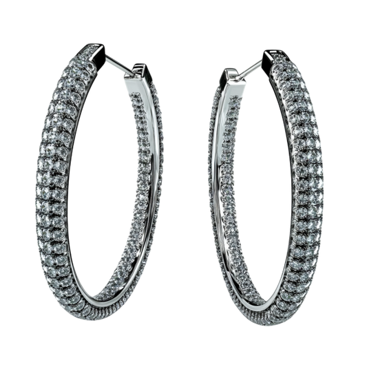 Three Line Diamonds Hoop Earring