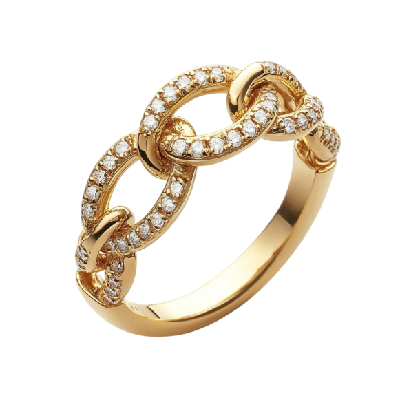 Linked Golden with Round Diamond Ring