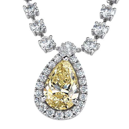 Yellow Pear Stone Diamond Necklace